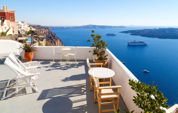 Impresionante Vista Caldera Desde Balcón Imerovigli Santorini Grecia — Foto de Stock