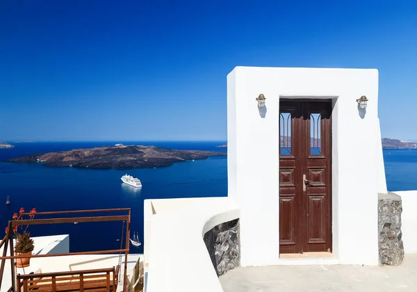 Von Tür Tür Eines Der Symbole Der Griechischen Insel Santorin — Stockfoto