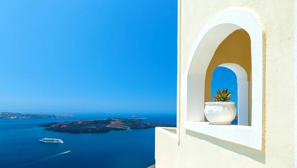 Arquitectura Blanca Isla Santorini Grecia Hermoso Paisaje Con Vista Mar — Foto de Stock