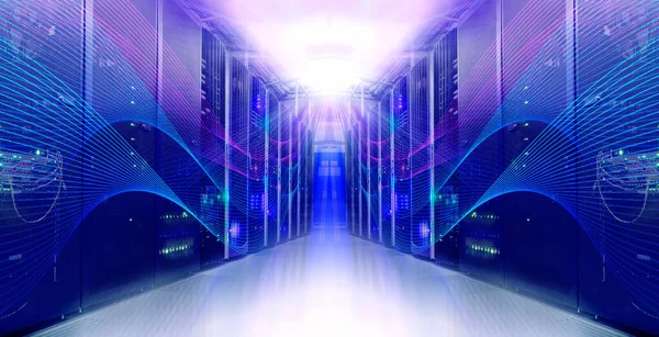 Futuristiskt Modernt Serverrum Datacenter — Stockfoto