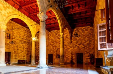 RHODES, GREECE - SEPTEMBER 23 2016: Interior of St John castle. Famous tourist attraction. clipart