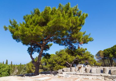 Filerimos 'taki Athena Polias Tapınağı' nın kalıntıları Rodos Rodos Yunanistan Avrupa