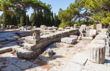 The ruins of Temple of Athena Polias at Filerimos Rhodes Greece Europe