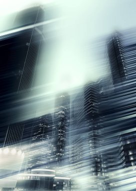 abstract buisness background for design. Modern business skyscrapers of the motion blur concept