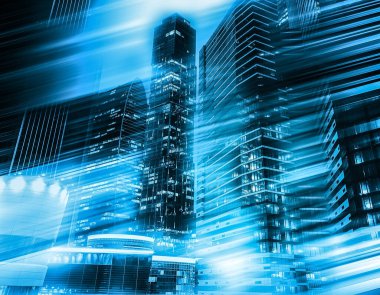 Abstract cityscape traffic background with motion blur, art toning.