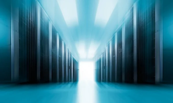 Veri merkezinde modern ana bilgisayar donanımına sahip sunucu odası