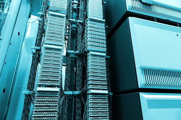 Room Telecom Equipment Servers Modern Data Center — Fotografia de Stock