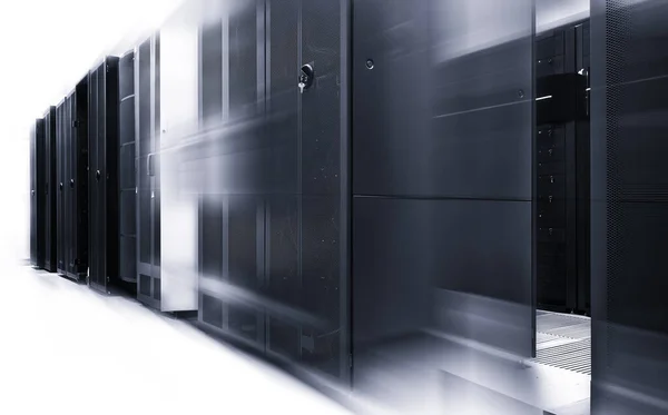 Classifica Supercomputadores Modernos Centro Dados Computacional Com Movimento Preto Branco — Fotografia de Stock