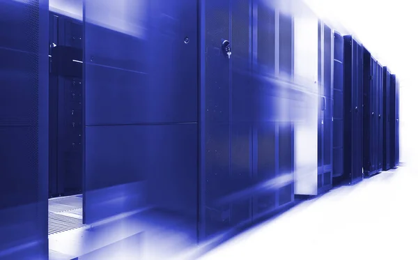 Mainframe Clusters Modern Data Center Blur Motion Blue Tone — Stockfoto