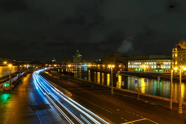 Embankment Moscow Night Darkness — Zdjęcie stockowe
