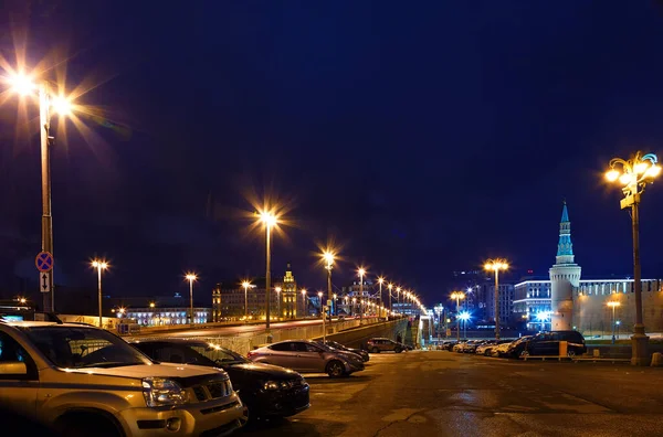 Мост Через Москву Большая Замоскворецкая Мостовая Ночь — стоковое фото
