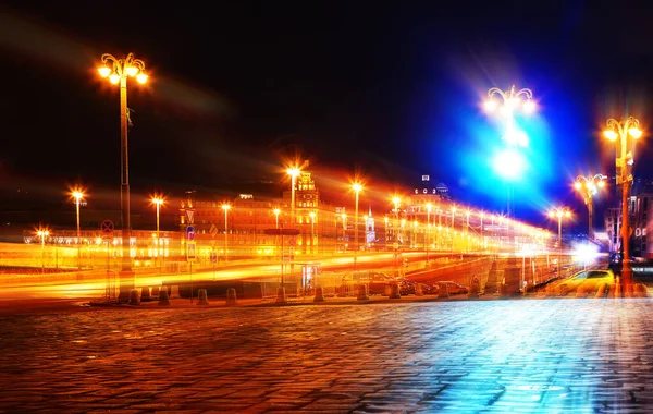 Concept Night City Street Motion Blur Background Street Lighting — Stock fotografie