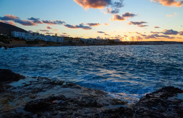 Beautiful Sunset Shore Picturesque Island Crete Greece — Foto de Stock