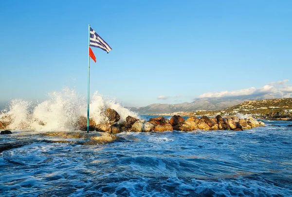 Beautiful Coast Cliff Landscape Sunrise Dramatic Clouds Storm Waves — Zdjęcie stockowe