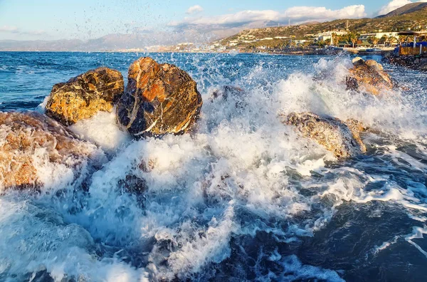 Sea Waves Breaking Waves Orange Stones — Stok fotoğraf