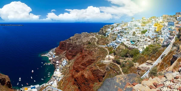 Vista Panorámica Isla Santorini Grecia Hermoso Paisaje Verano —  Fotos de Stock