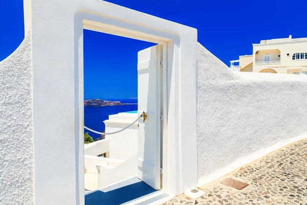 Dveře Prázdna Jeden Symbolů Řeckého Ostrova Santorini — Stock fotografie
