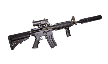 M15A4 Tüfeği Beyaz Arkaplanda izole edildi. Silahlı Kuvvetler Tüfeği. Saldırı Tüfeği.