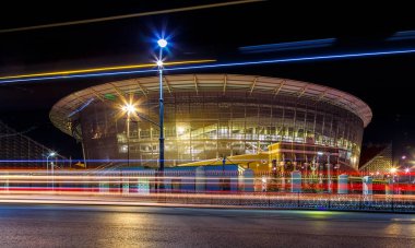 Yekaterinburg, Rusya - 28 NOVEMBER, 2017: 2018 Dünya Kupası 'nda Yekaterinburg kenti merkez stadyumun yeniden inşası