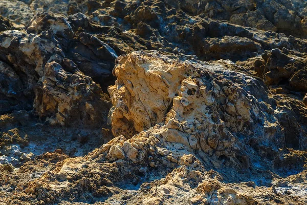 Вулканические Каменные Образования Пляже Естественная Текстура Размытием — стоковое фото