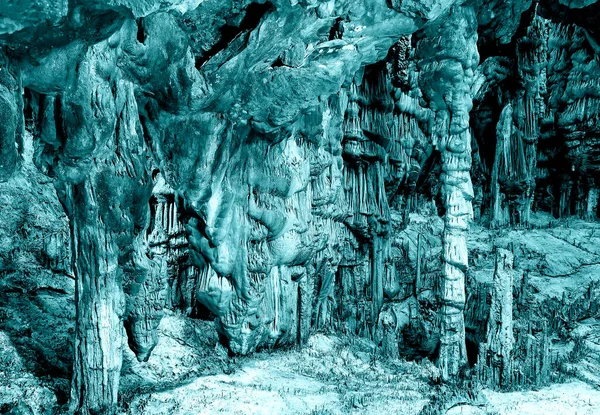 Ground Beautiful View Stalactites Stalagmites Underground Cavern — Stock Photo, Image