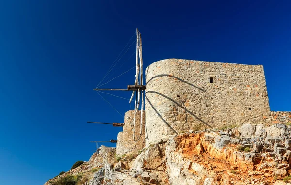 Restos Históricos Moinhos Vento Cretenses Tradicionais Planalto Las Thi Creta — Fotografia de Stock