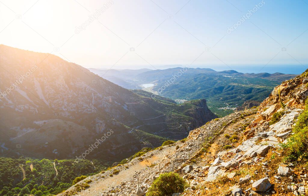Sun valley of Greece. Lassithi Plateau on the island of Crete, Greece.