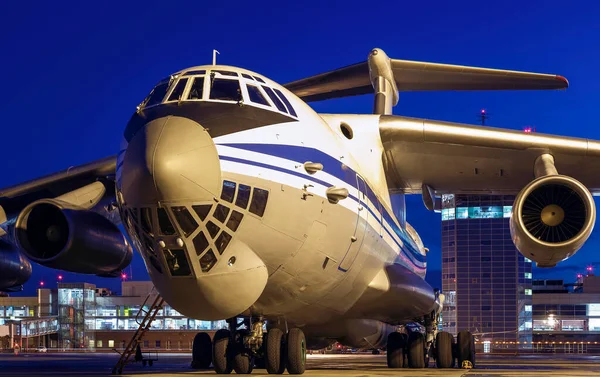 Large Russian Cargo Plane Close Night Airport — Stock Photo, Image