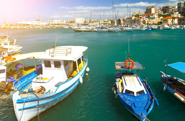 Boten Oude Haven Van Heraklion Kreta Griekenland Europa — Stockfoto