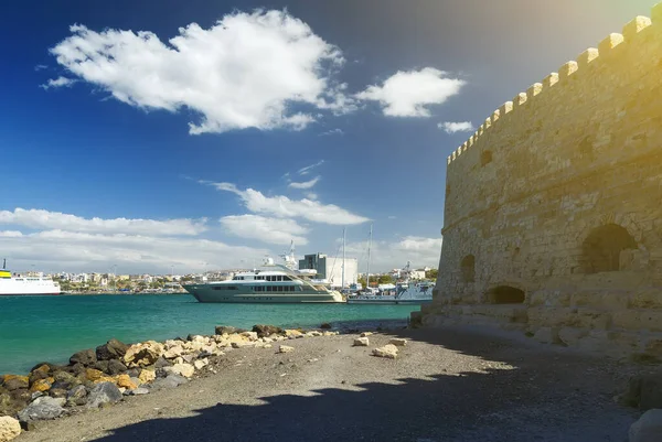 Neoria Antiguas Murallas Venecianas Los Astilleros Heraklion Con Puerto Castillo — Foto de Stock