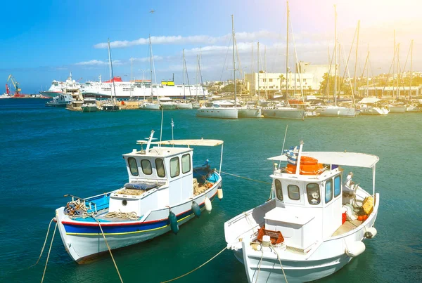 Oude Vissersboten Haven Van Heraklion Kreta Griekenland — Stockfoto