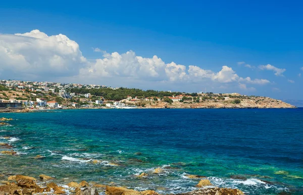 Playa Rethymno Creta Grecia Que Extiende Largo Carretera Principal Ciudad —  Fotos de Stock
