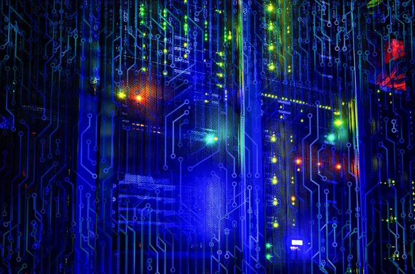 Serien Mainframe Einer Futuristischen Darstellung Eines Matrixcodes Stockfoto