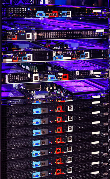 disk storage on a background of blue light