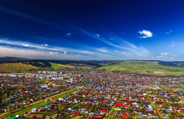 Sim real city in Bashkiria, Russia, view from above clipart