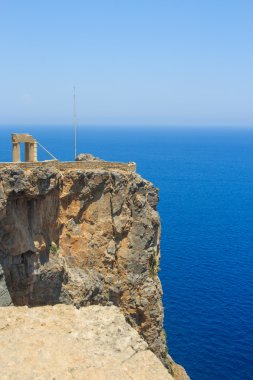Akropolis Lindos tapınaklar ve deniz güzel görünümü ile