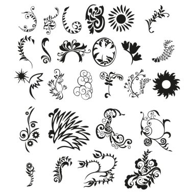 Dövme için farklı elementler. Beyaz arkaplanda Paskalya ögeleri