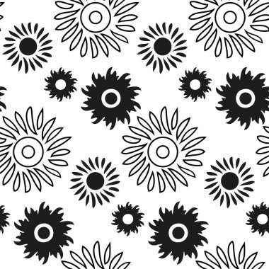 Beyaz arka planda yapraklardan ve çiçeklerden oluşan kusursuz bir desen.