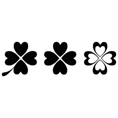 Yonca simgeleri ayarlandı. Beyaz arkaplanda vektör illüstrasyonu.