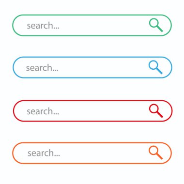 Arama simgesi. Arama barı. Vektör illüstrasyon düz tasarım