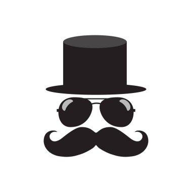 Şapka, gözlük ve bıyık seti. Vektör
