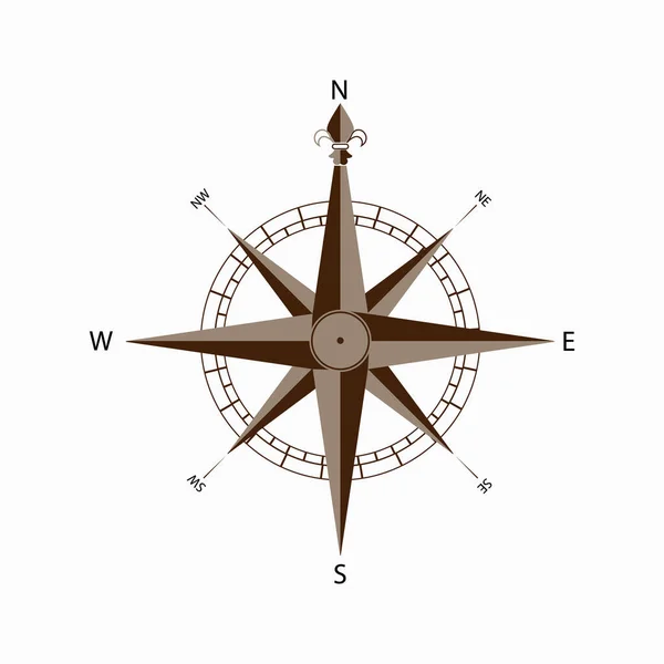 Kompas Pictogram Witte Achtergrond — Stockvector