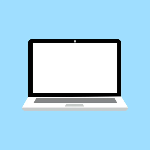 Laptop Flat Vector Illustration Icon Websites Blue Background — Stock Vector