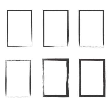Grunge çerçevesi. Vektör grunge sınırları. Fırçayla yaratılmış. Sınır çizildi. Grunge çerçeveleri ve köşeleri. Çerçeve vektör koleksiyonu - stok vektörü.