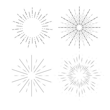 Güneş ışığı beyaz arkaplanda izole edildi. Güneş patlaması siyah renk. Düz biçim - stok vektörü.