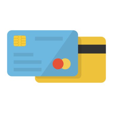 Banka kartı, kredi kartı ikonu. Ödeme işareti. Vektör illüstrasyonu.