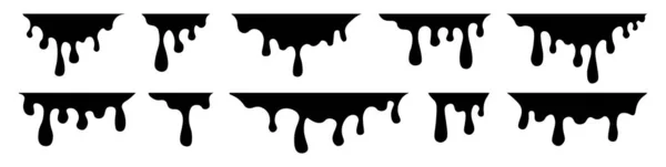 Liquid Drops Icons Streams Dripping Liquid Paint Stock Vector — Stock Vector