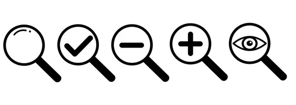 Loupe Vectorielle Définir Objet Optique Équipement Pour Trouver Brillant — Image vectorielle