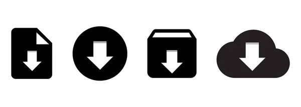 Descargar Conjunto Iconos Negros Instale Guarde Descargue Los Botones Del — Vector de stock