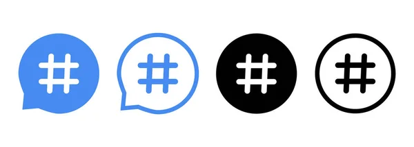 Hashtag Bublině Ikony Izolované Bílém Pozadí Koncept Komunikace Symbol Sociálních — Stockový vektor